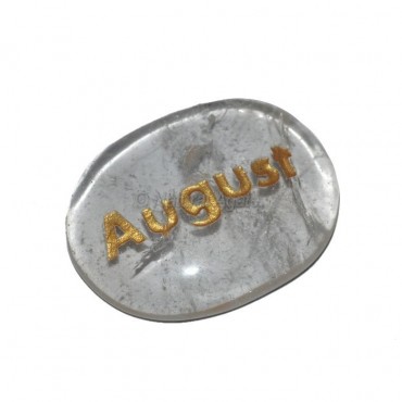 Crystal Quartz August Engraved Stone