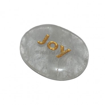 Crystal Quartz Joy Engraved Stone