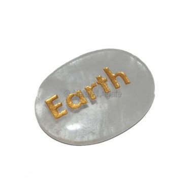 Crystal Quartz Earth Engraved Stone