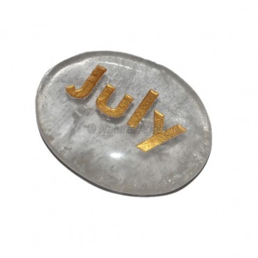 Crystal Quartz July Engraved Stone