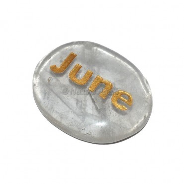 Crystal Quartz June Engraved Stone