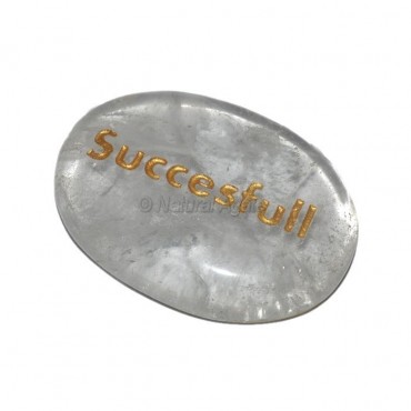 Crystal Quartz Successful Engraved Stone