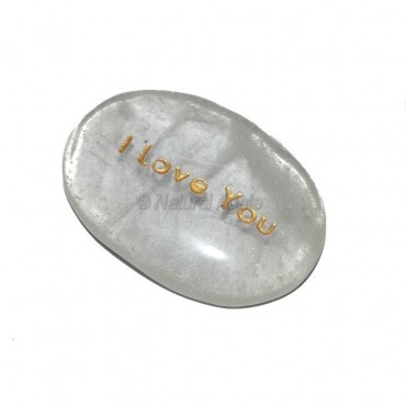 Crystal Quartz I Love You Engraved Stone