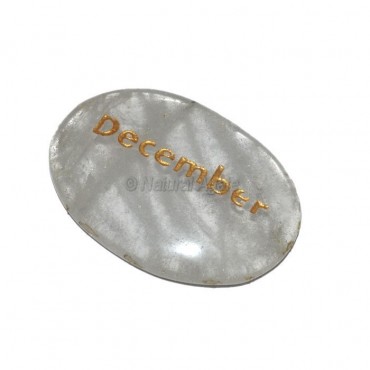 Crystal Quartz December Engraved Stone