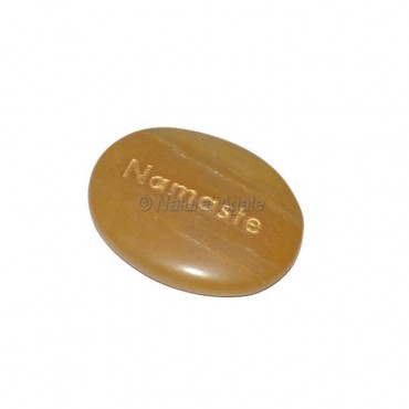 Yellow Jasper Namaste Engraved Stone