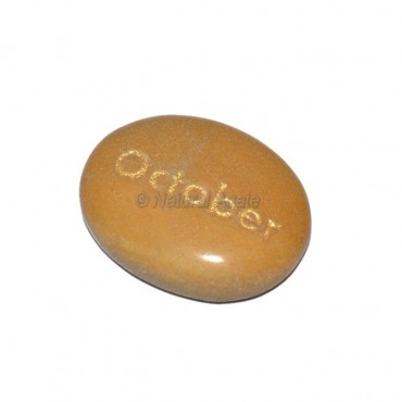 Yellow Jasper October  Engraved Stone