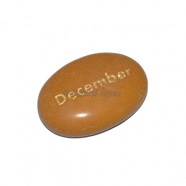 Yellow Jasper December Engraved Stone