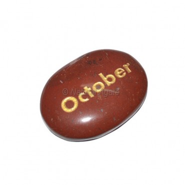 Red Jasper October Engraved Stone