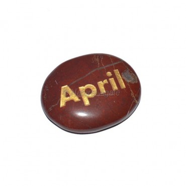 Red Jasper April Engraved Stone