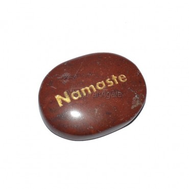 Red Jasper Namaste Engraved Stone