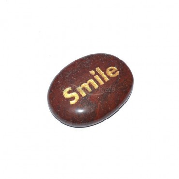 Red Jasper Smile Engraved Stone