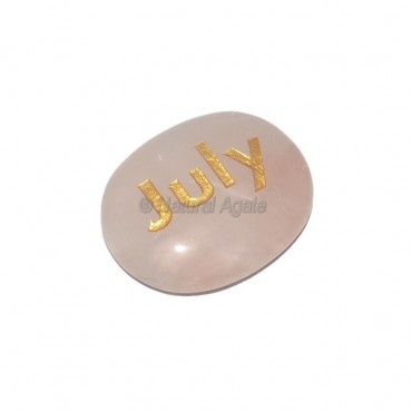 Rose Quartz July Engraved Stone