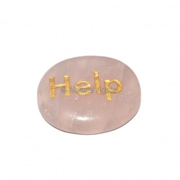 Rose Quartz Help Engraved Stone