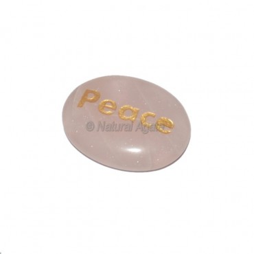 Rose Quartz Peace Engraved Stone