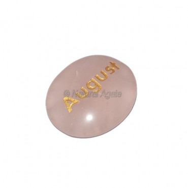 Rose Quartz August Engraved Stone