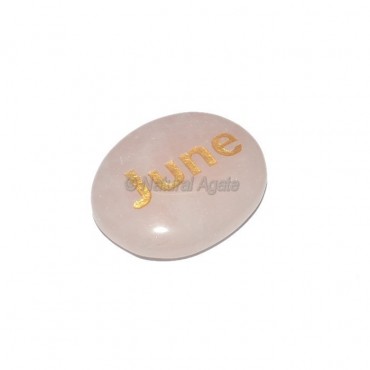 Rose Quartz June Engraved Stone