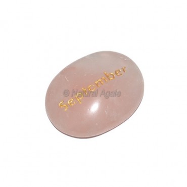 Rose Quartz September Engraved Stone