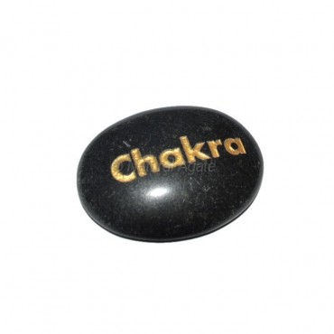 Black Agate Chakra  Engraved Stone