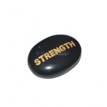 Black Agate Strength  Engraved Stone