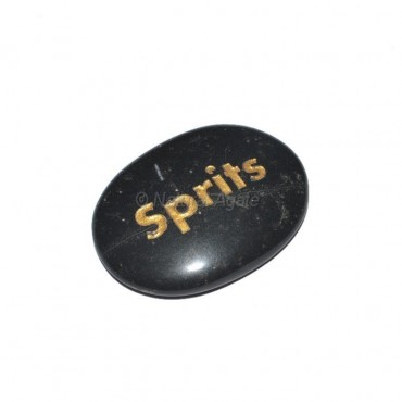 Black Agate Sprits  Engraved Stone