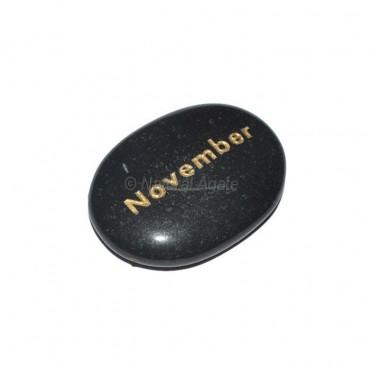 Black Agate November  Engraved Stone