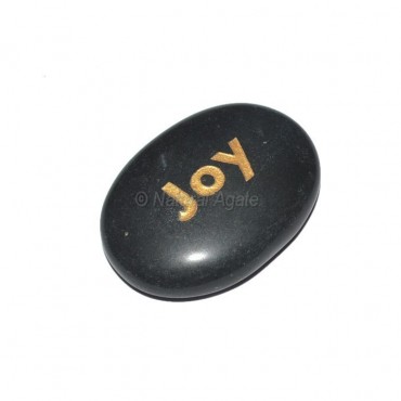 Black Agate joy Engraved Stone