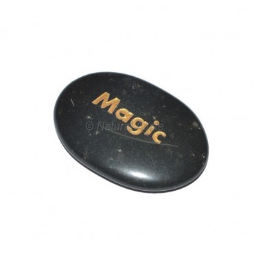 Black Agate Magic Engraved Stone
