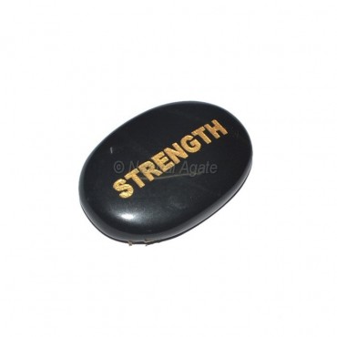 Black Agate Strength Engraved Stone
