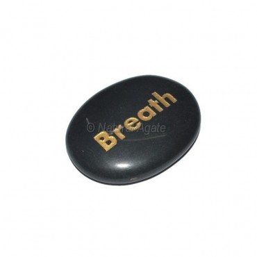 Black Agate Breath Engraved Stone