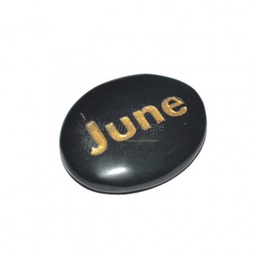 Black Agate June Engraved Stone