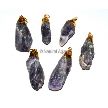 Amethsyt Natural Point Electroplated Pendants