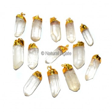 Crystal Quartz Natural Point Electroplated Pendant