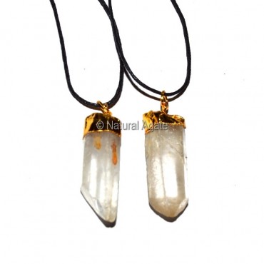 Crystal Quartz Natural Point Electroplated Necklac