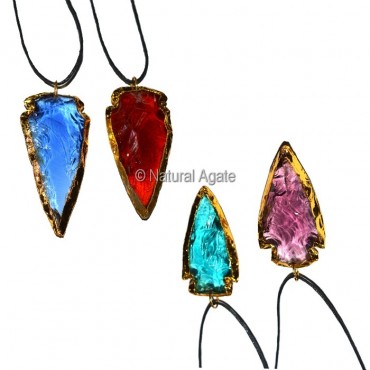 Electroplated Obsidian Arrowheads Pendants