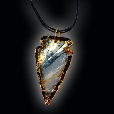 Electroplated Agate Arrowheads Necklace