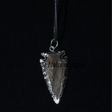 Brwon Jasper Silver Electroplated Arrowheads Neckl