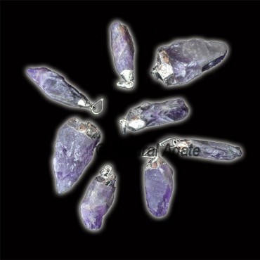 Natural Amethyst Electroplated Pendants