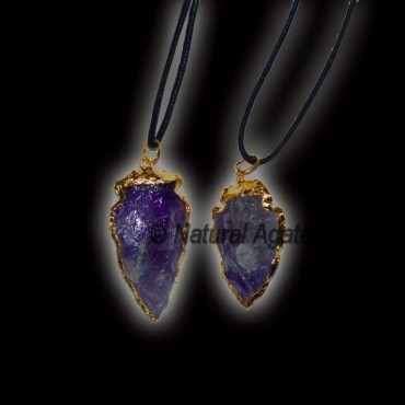 Amethyst Electroplated Arrowheads Necklace