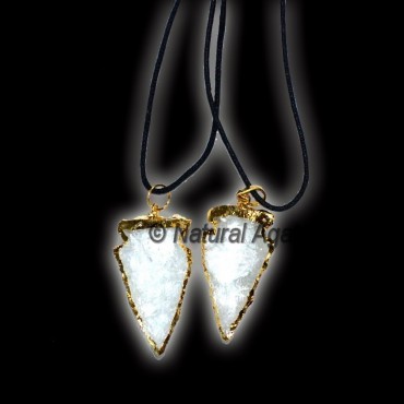 Crystal Quartz Electroplate Arrowheads Necklace