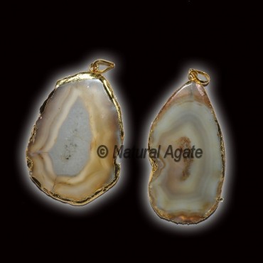 Agate Slices Electroplated Pendants