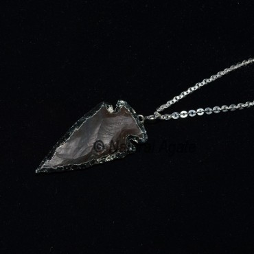 Brown Jasper Silver Electroplated Arrowheads Neckl