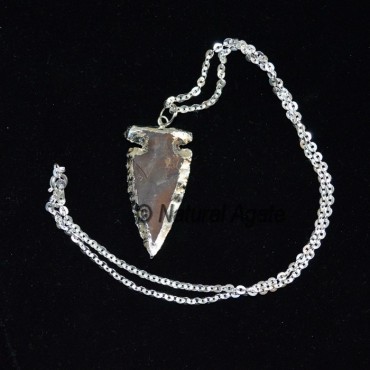 Brown Jasper Electroplated Arrowheads Necklace wit