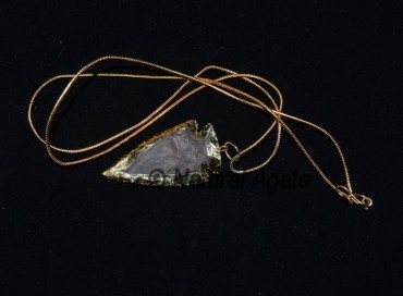 Agate Arrowheads Electroplated Nekclace