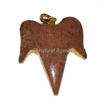 Peach Aventurine Shark Electroplated Pendants