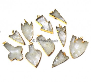 Crystal Quartz Mix Shape Electroplated Pendants