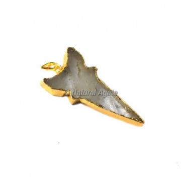 Crystal Quartz Serrated Edge Electroplated Pendants