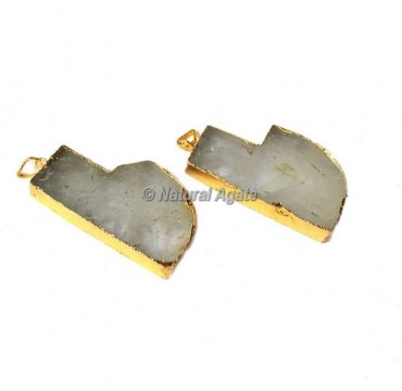 Crystal Quartz Knife Shape Electroplated Pendants