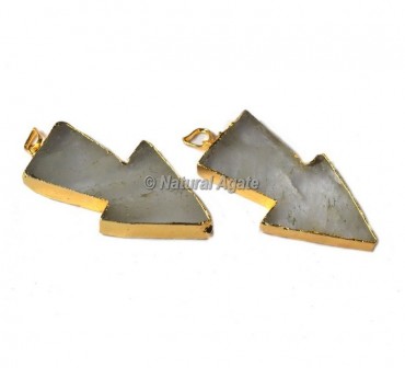 Crystal Quartz Arrow Shape Electroplated Pendants