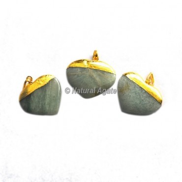 Green Aventurine Heart Shape Electroplated Pendants