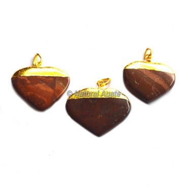 Red Jasper Heart Shape Electroplated Pendants